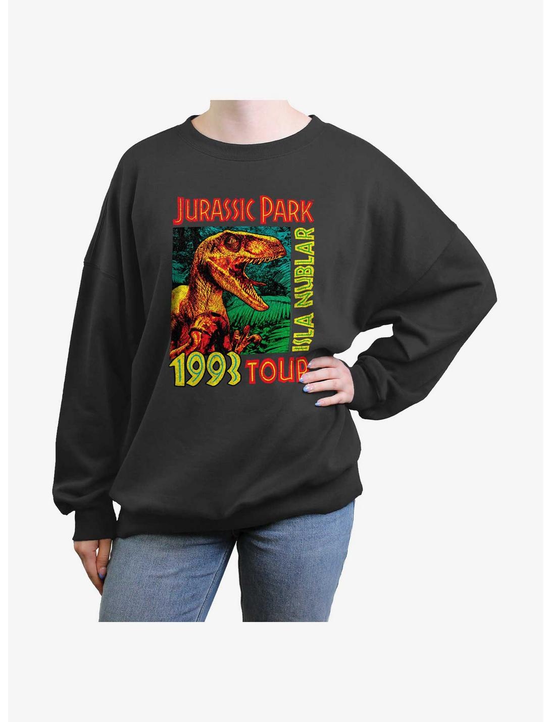 Jurassic Park Isla Nublar Tour Girls Oversized Sweatshirt, CHARCOAL, hi-res