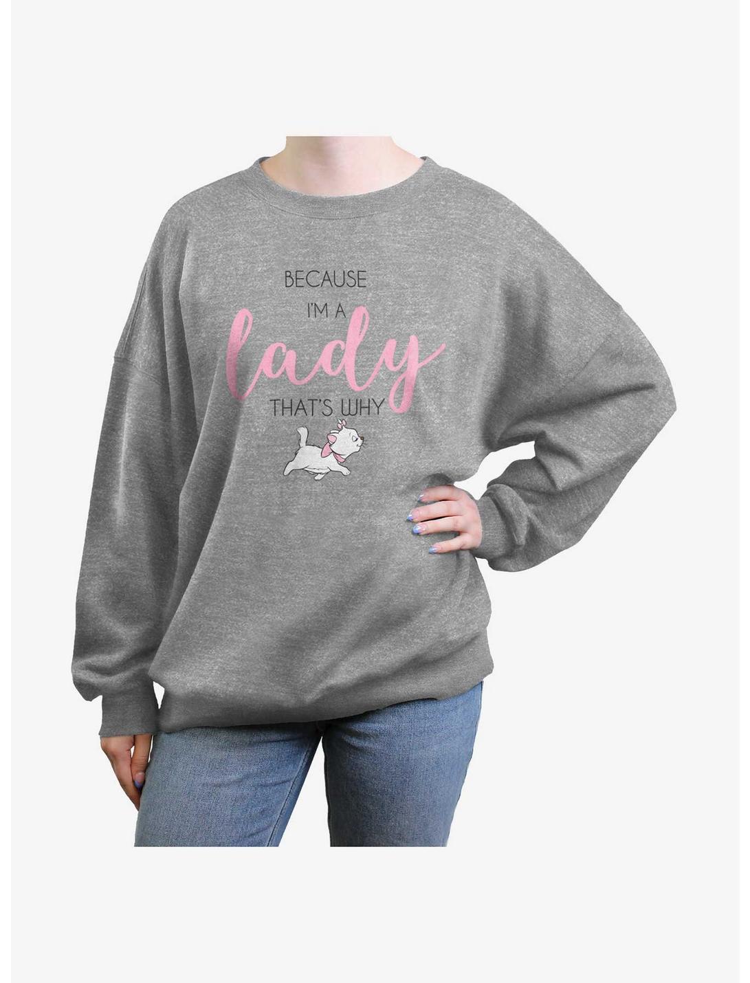 Disney The AristoCats Marie Because I'm A Lady Girls Oversized Sweatshirt, HEATHER GR, hi-res