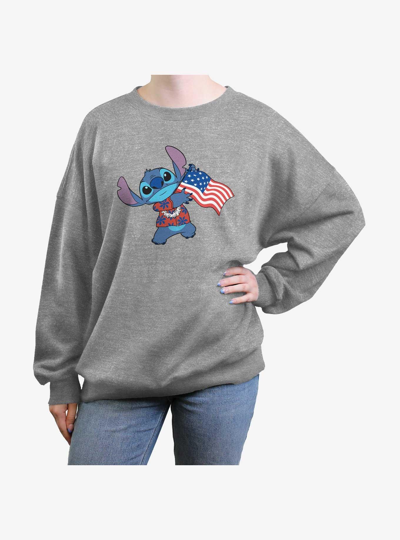 Disney Lilo & Stitch Tropic Stitch Flag Girls Oversized Sweatshirt, , hi-res