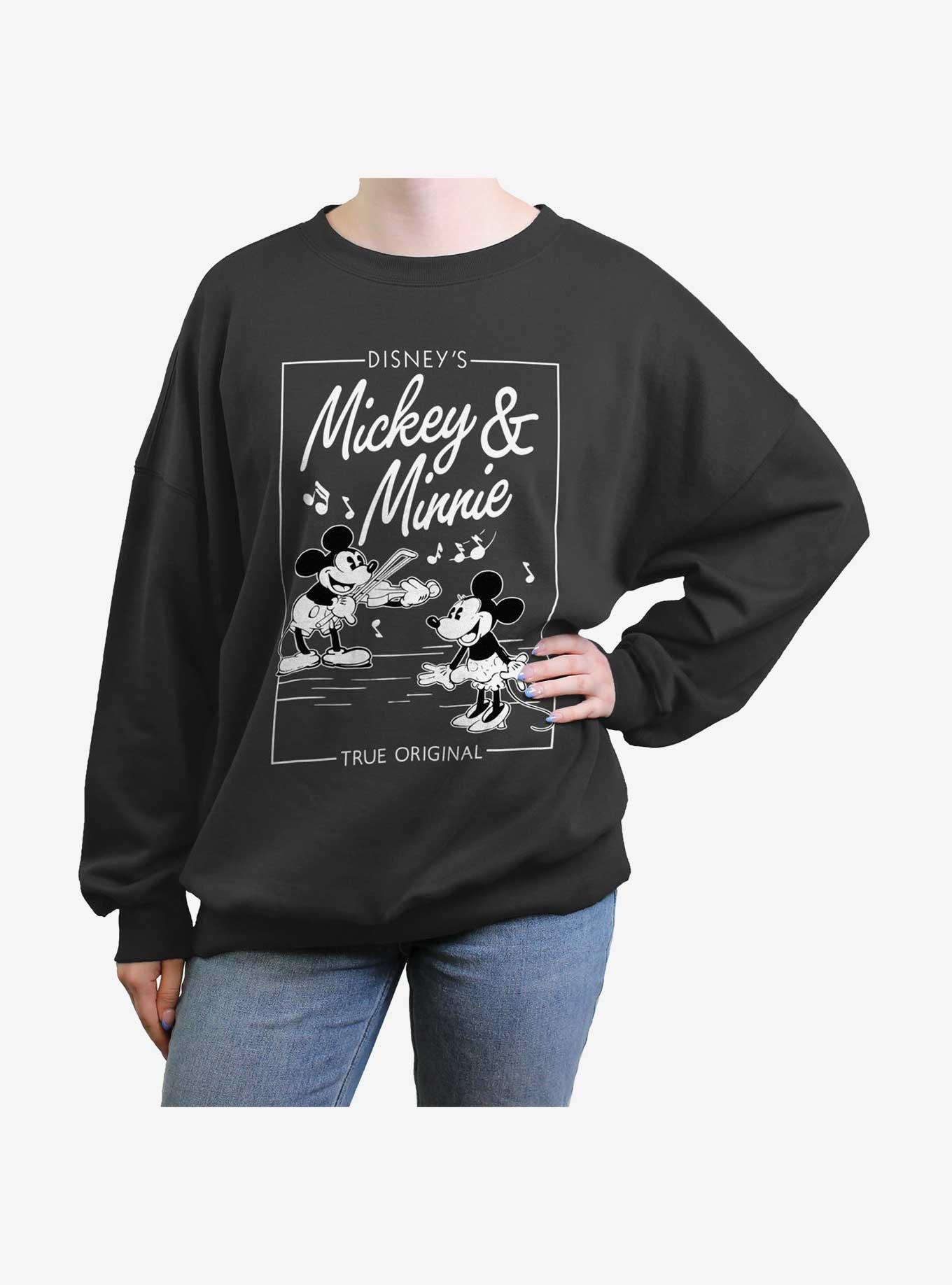 Disney Mickey Mouse & Minnie Mouse Music Cover Girls Oversized Sweatshirt, CHARCOAL, hi-res