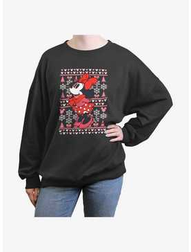 Disney Mickey Mouse Snow Minnie Ugly Christmas Girls Oversized Sweatshirt, , hi-res