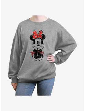 Disney Minnie Mouse Sitting Minnie Sketch Girls Oversized Sweatshirt, , hi-res