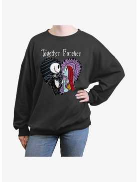 Disney The Nightmare Before Christmas Jack and Sally Together Forever Girls Oversized Sweatshirt, , hi-res