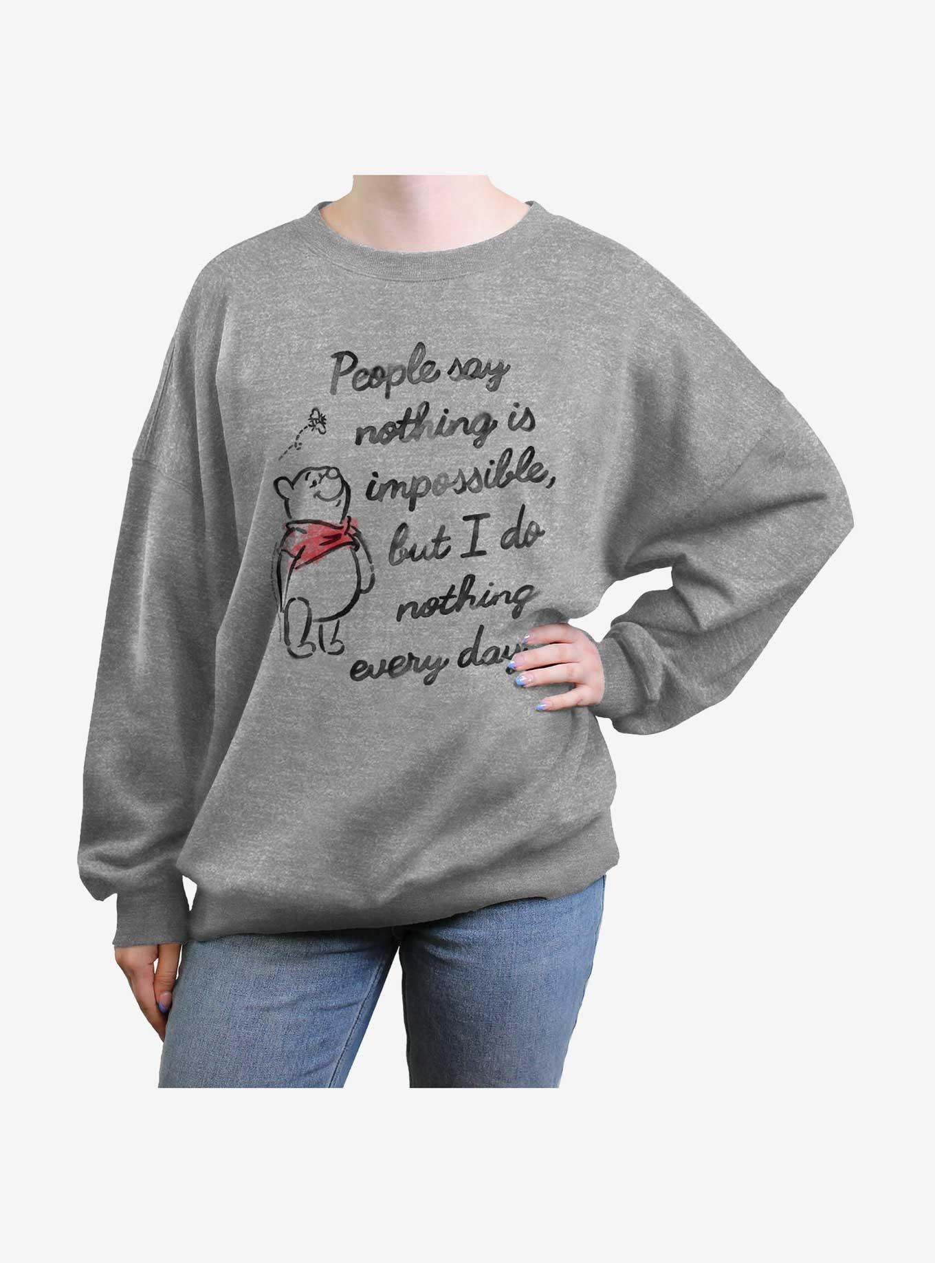 Disney Winnie The Pooh I Do Nothing Every Day Girls Oversized Sweatshirt, HEATHER GR, hi-res