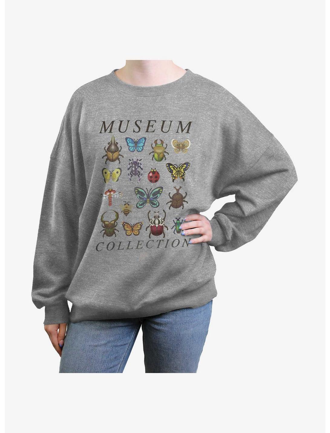 Animal Crossing Bug Collection Girls Oversized Sweatshirt, HEATHER GR, hi-res