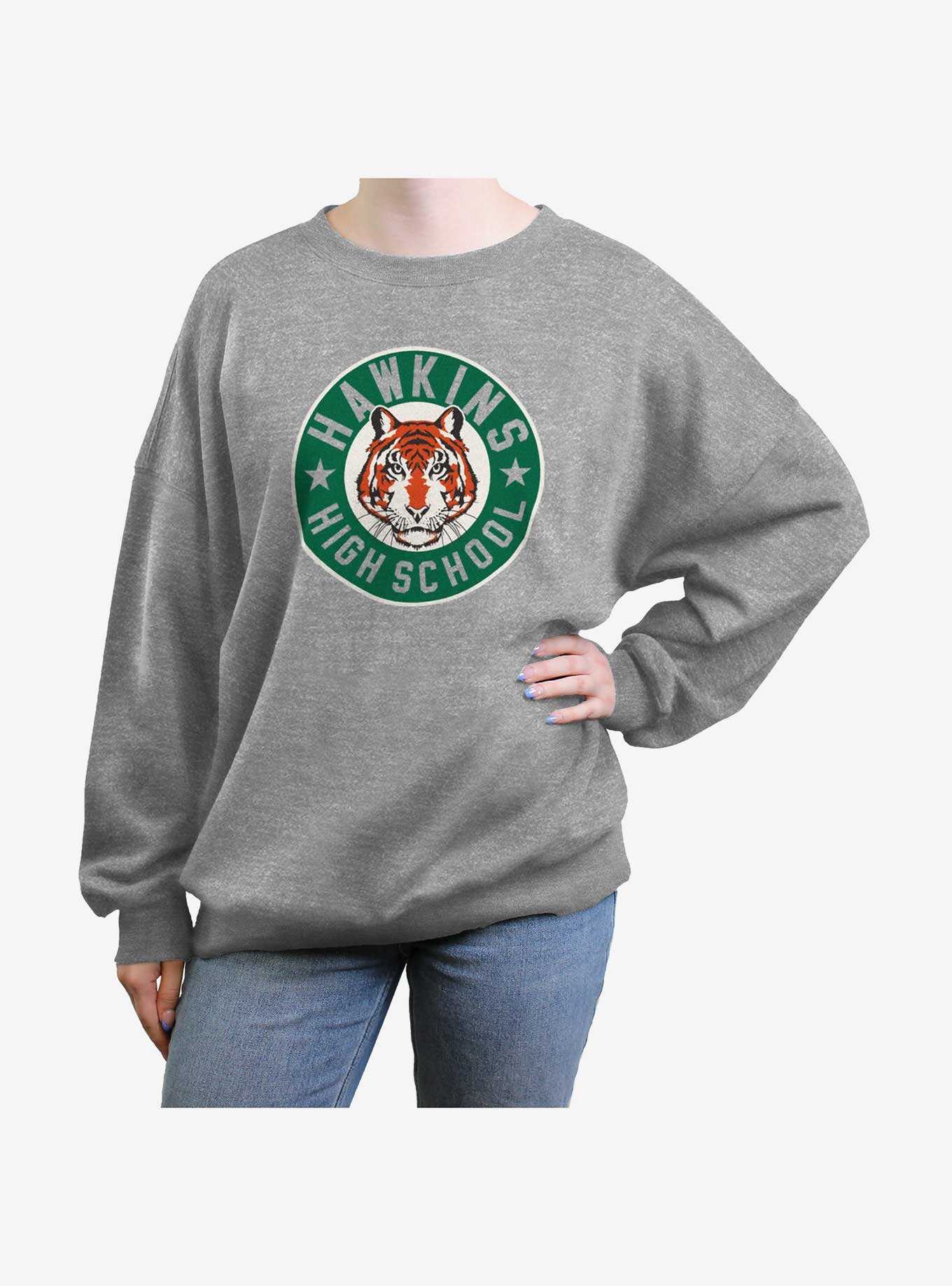 Stranger Things Hawkins High Tiger Emblem Girls Oversized Sweatshirt, , hi-res