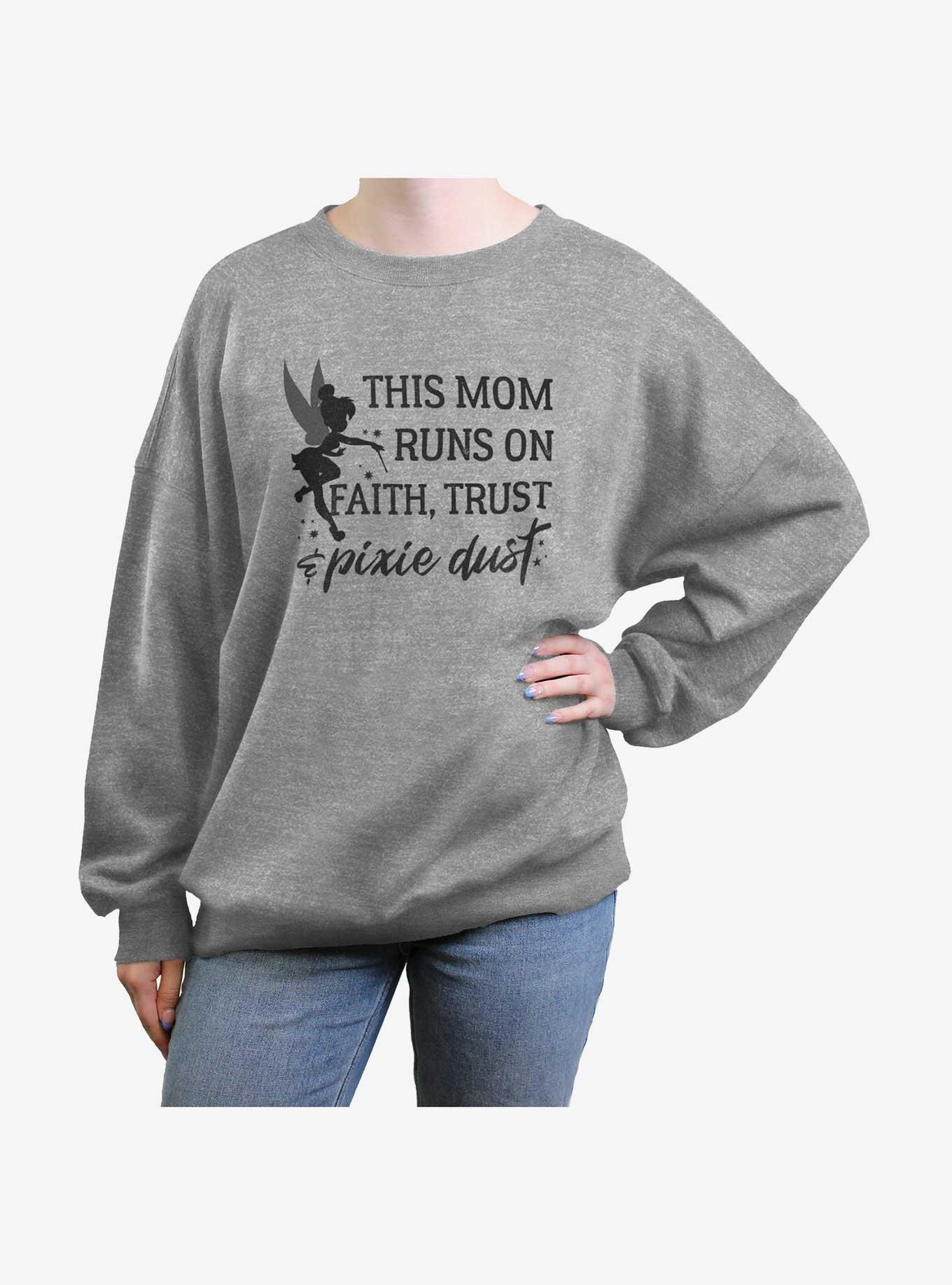 Disney Tinker-Bell This Mom Runs On Faith Trust and Pixie Dust Girls Oversized Sweatshirt, , hi-res