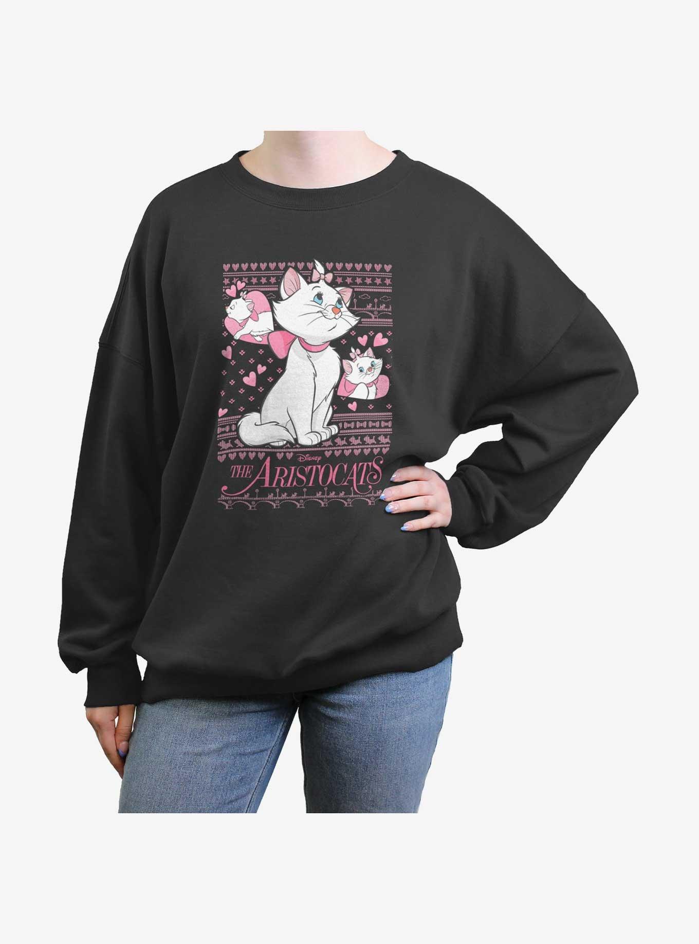 Disney The Aristocats Marie Heart Girls Oversized Sweatshirt, CHARCOAL, hi-res