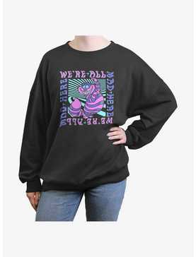Disney Alice In Wonderland Cheshire Cat Mad Here Trip Girls Oversized Sweatshirt, , hi-res
