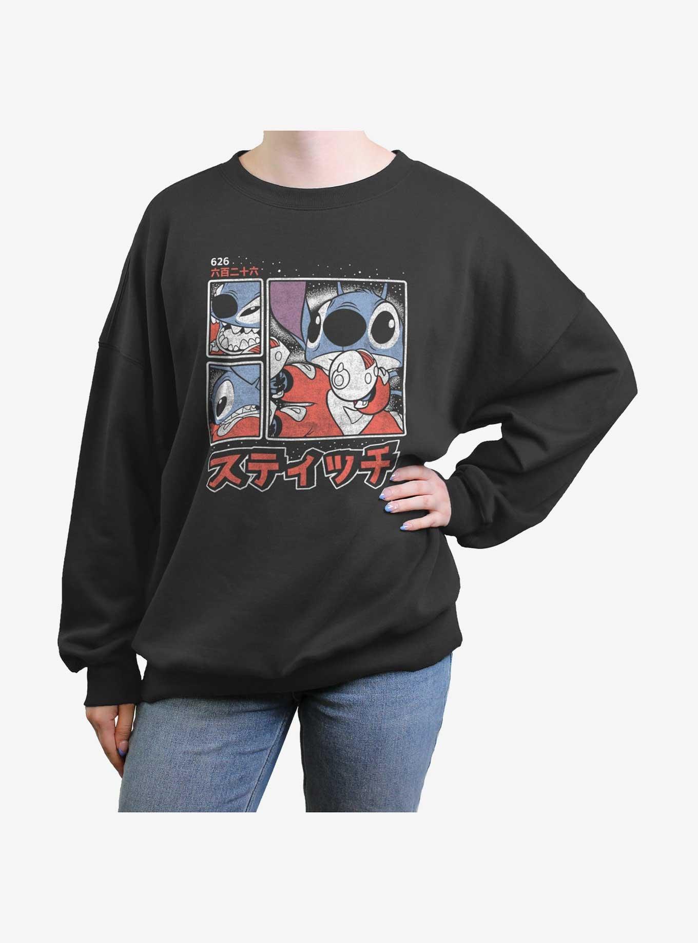 Disney Lilo & Stitch Stitch Kanji Girls Oversized Sweatshirt, , hi-res