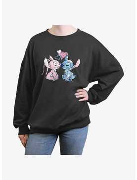 Disney Lilo & Stitch Angel and Stitch Love Girls Oversized Sweatshirt, , hi-res