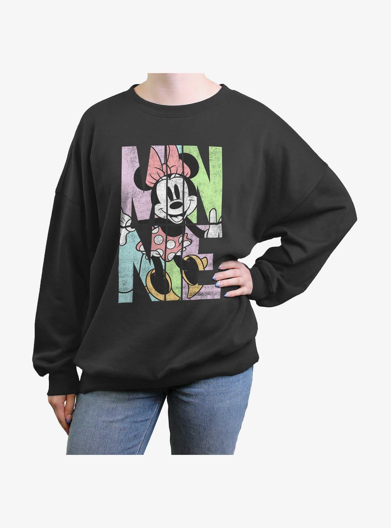 Disney Minnie Mouse Minnie Name Fill Girls Oversized Sweatshirt, CHARCOAL, hi-res