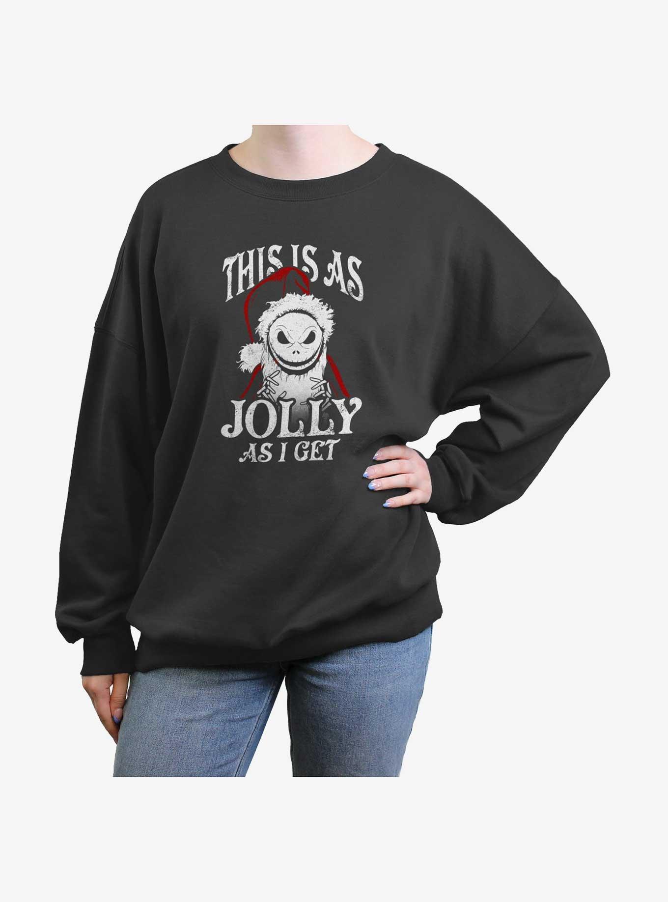 Disney The Nightmare Before Christmas Jolly Santa Jack Girls Oversized Sweatshirt, CHARCOAL, hi-res