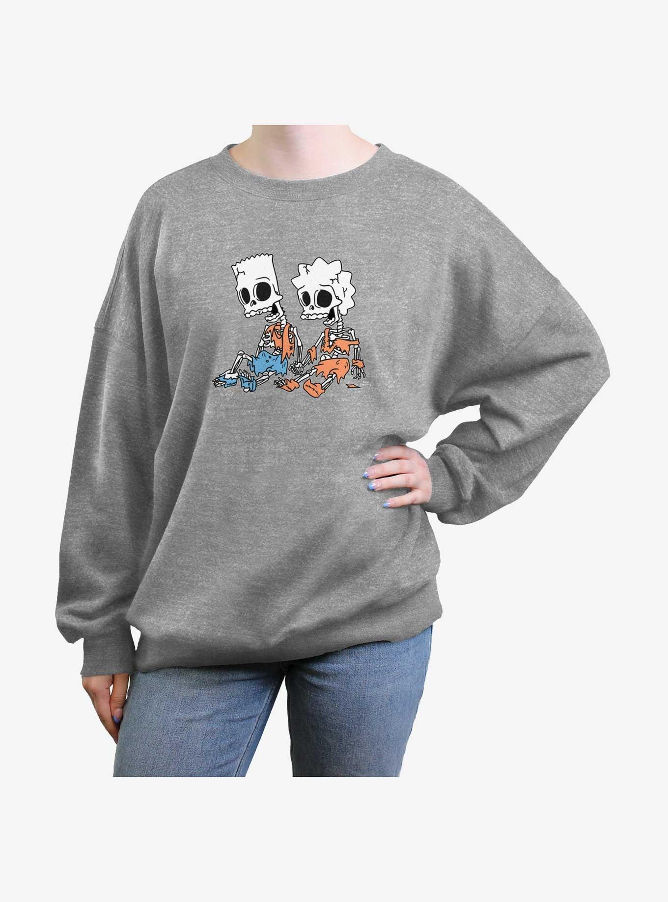 The Simpsons Skeleton Bart And Lisa Girls Oversized Sweatshirt, , hi-res