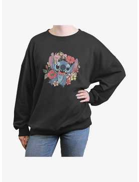 Disney Lilo & Stitch Floral Stitch Girls Oversized Sweatshirt, , hi-res