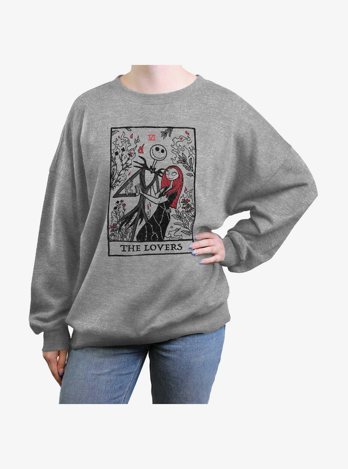 Disney The Nightmare Before Christmas Loving Death Jack and Sally Girls Oversized Sweatshirt