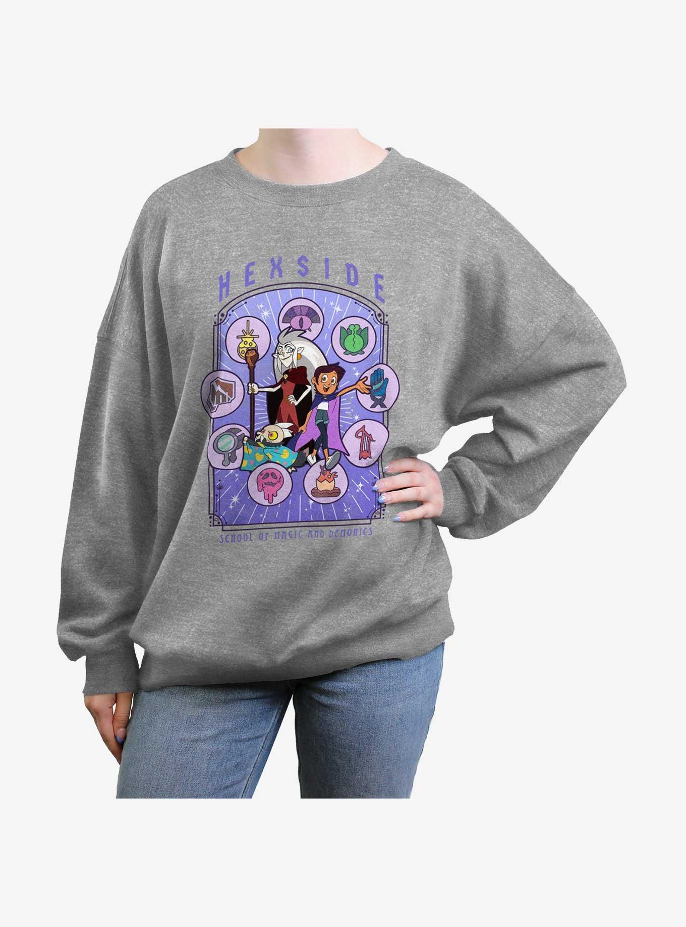 Disney The Owl House Coven Celestial Girls Oversized Sweatshirt, HEATHER GR, hi-res