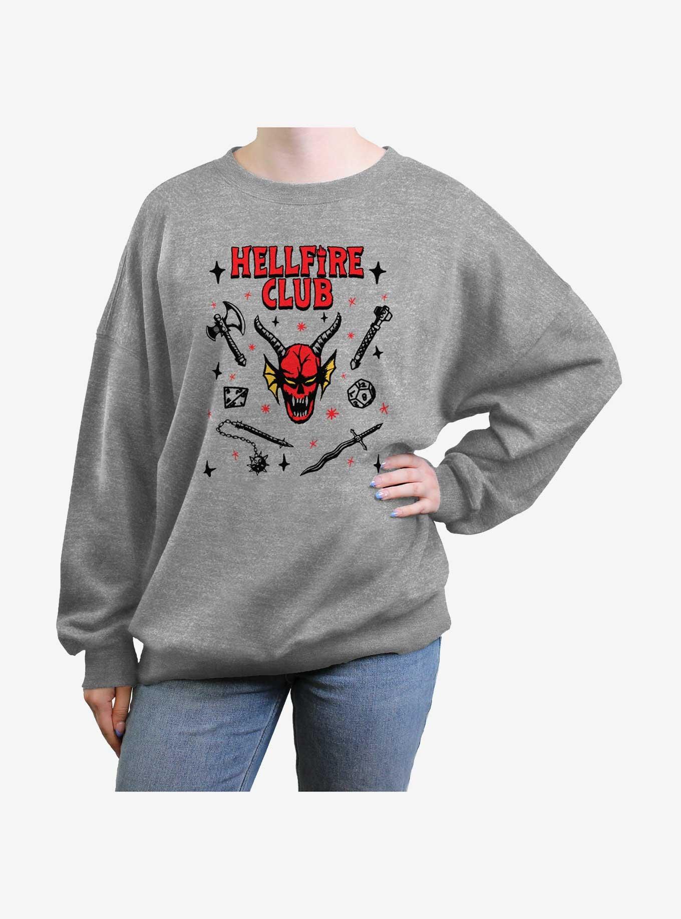 Stranger Things Hellfire Club Devilish Doodles Girls Oversized Sweatshirt, , hi-res