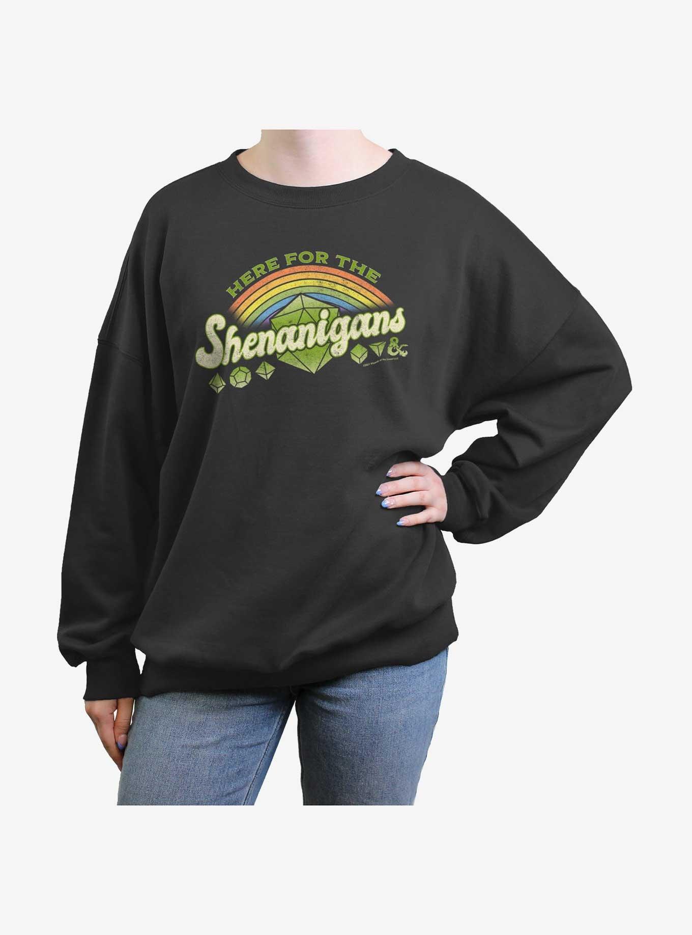 Dungeons & Dragons Here For Shenanigans Girls Oversized Sweatshirt, CHARCOAL, hi-res