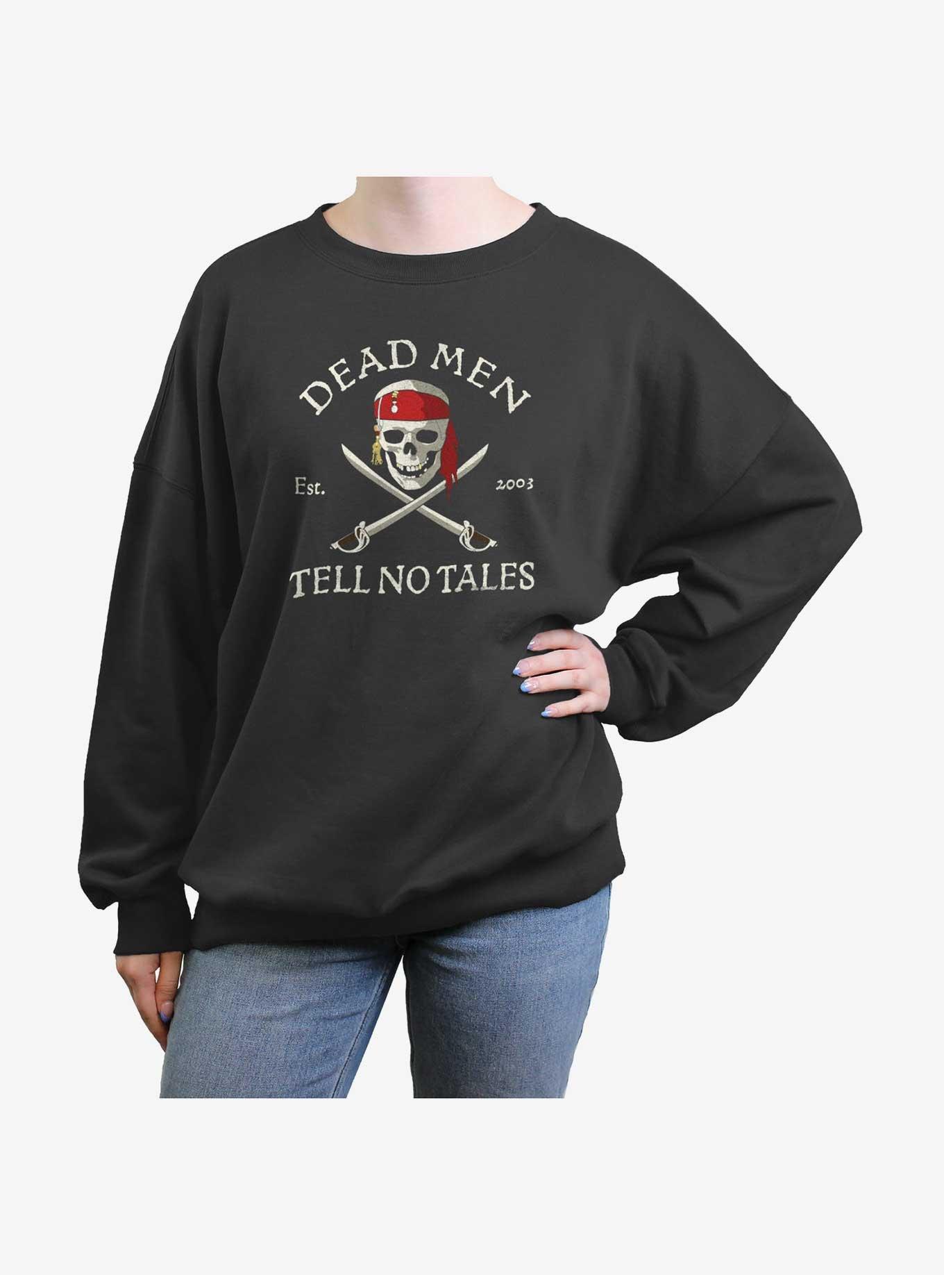 Disney Pirates of the Caribbean Dead Men Tell No Tales Girls Oversized Sweatshirt, CHARCOAL, hi-res