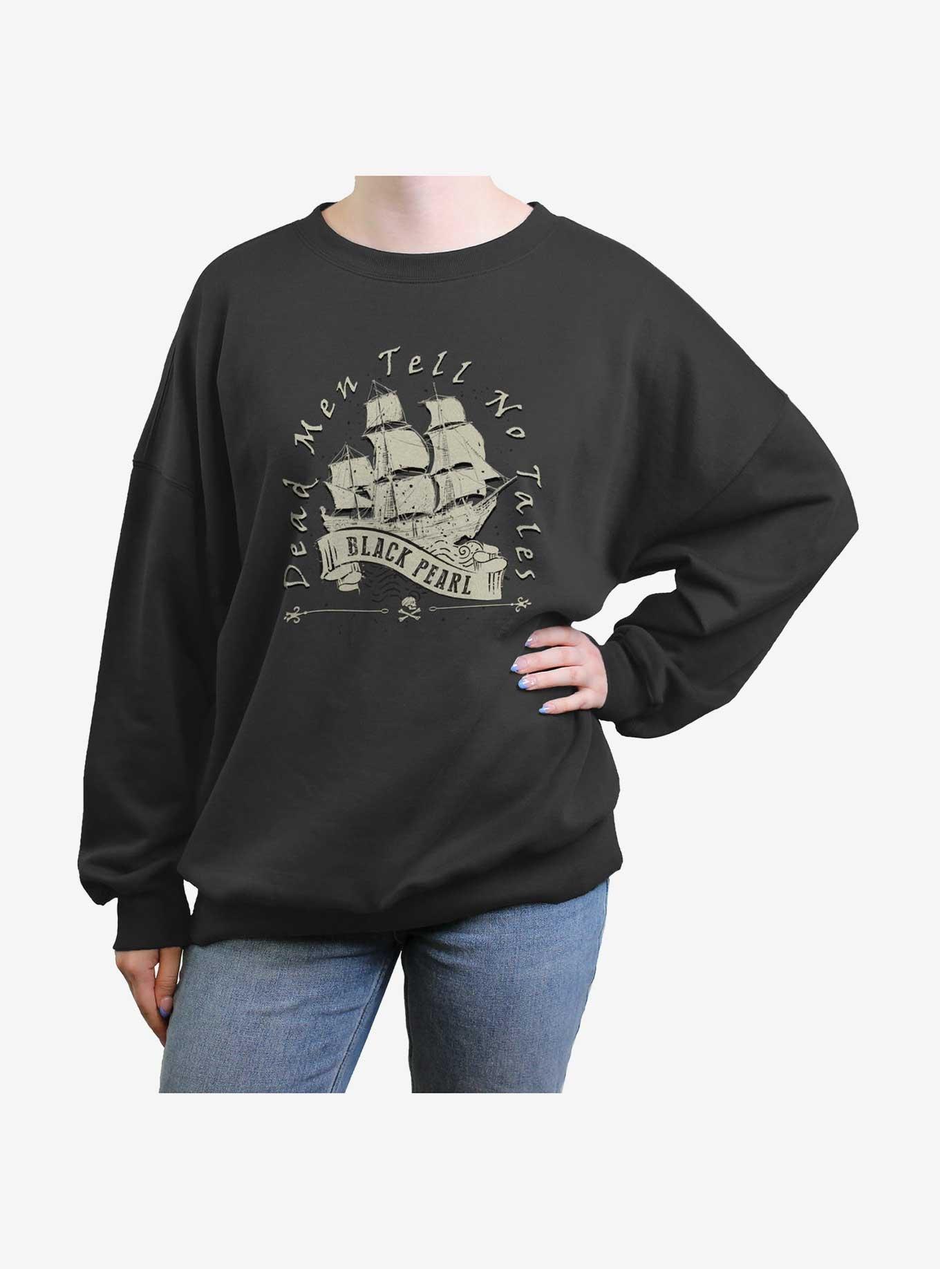 Disney Pirates of the Caribbean Vintage Black Pearl Girls Oversized Sweatshirt, CHARCOAL, hi-res