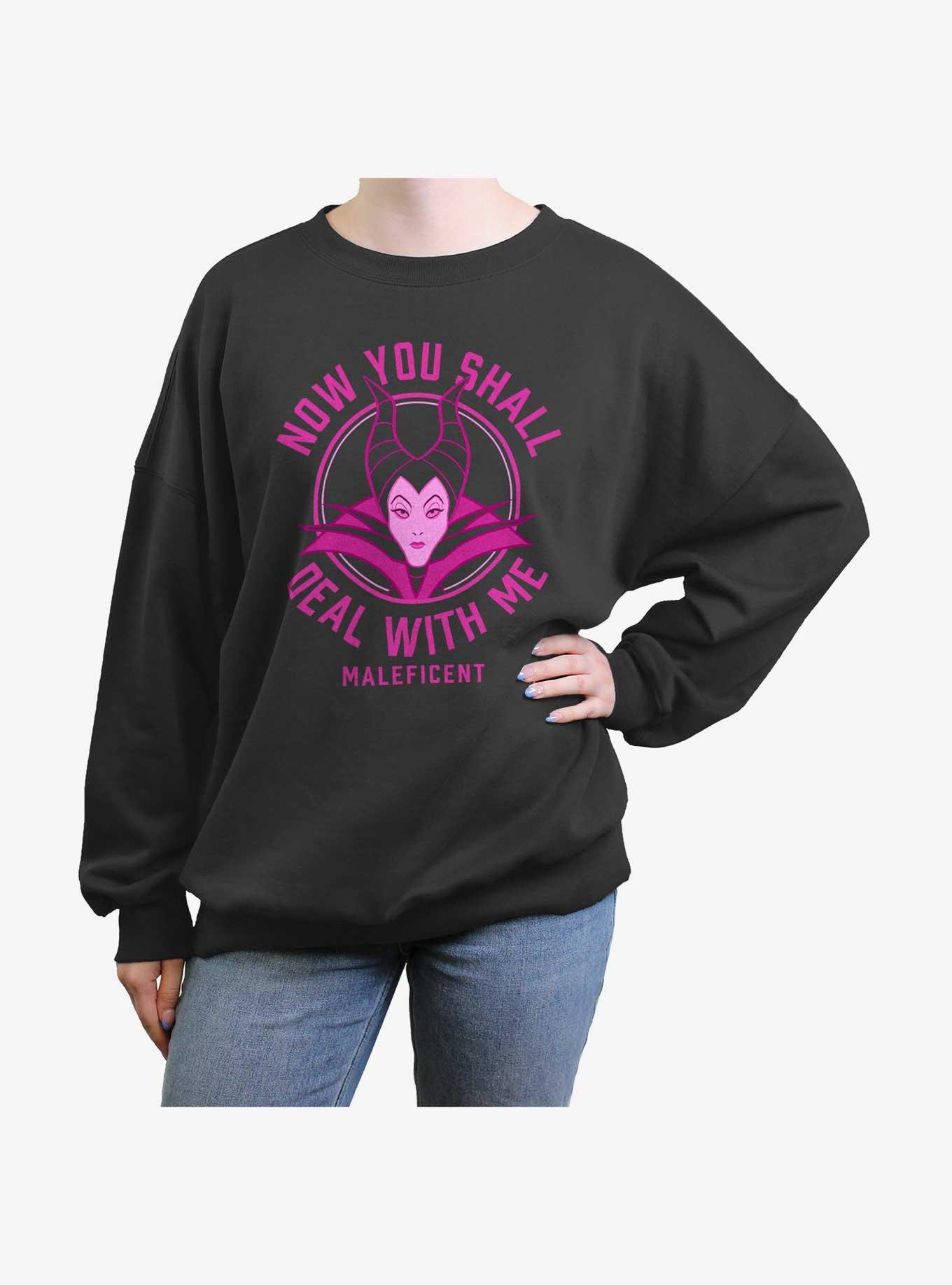 Disney Villains Deal With Maleficent Girls Oversized Sweatshirt, CHARCOAL, hi-res