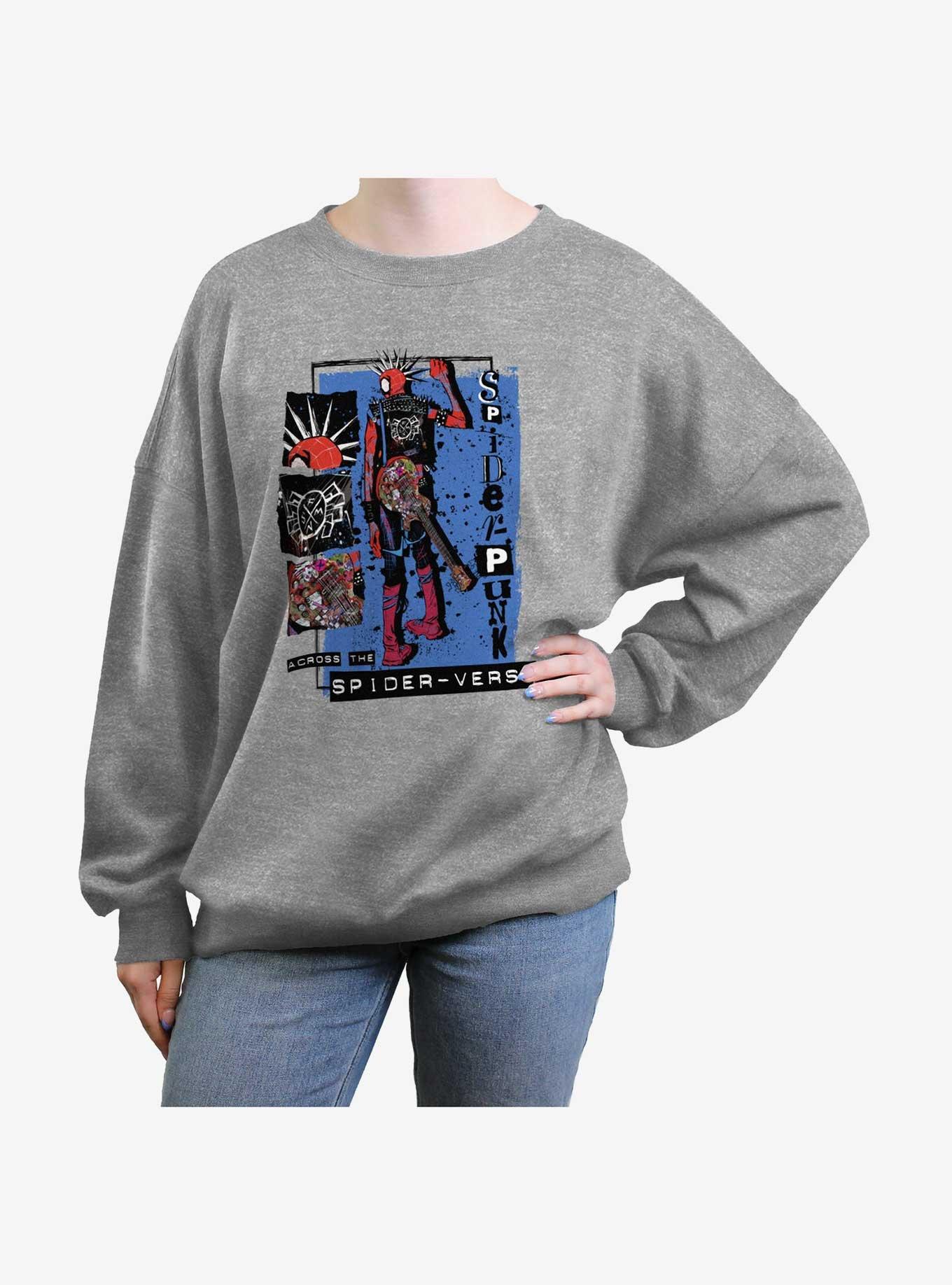 Marvel Spider-Man: Across The Spider-Verse Punk Power Girls Oversized Sweatshirt, HEATHER GR, hi-res