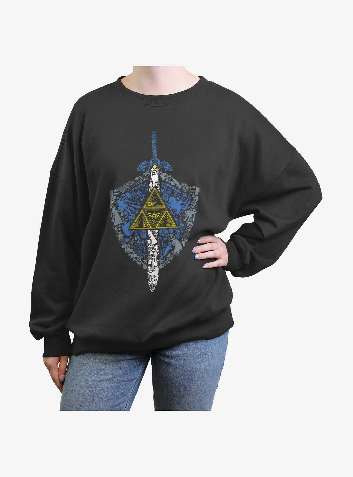 Nintendo Link Iconic Weapon Womens Oversized Sweatshirt, CHARCOAL, hi-res