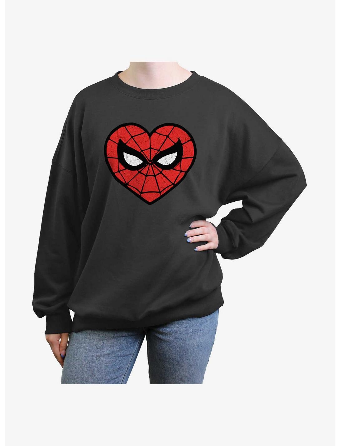 Marvel Spider-Man: Across The Spider-Verse Spidey Heartbreaker Womens Oversized Sweatshirt, CHARCOAL, hi-res