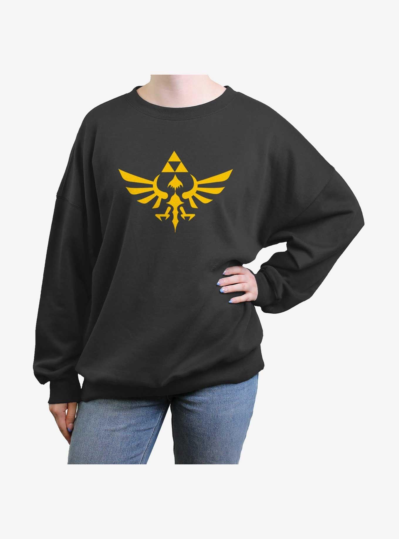 Nintendo Triumphant Triforce Womens Oversized Sweatshirt, CHARCOAL, hi-res