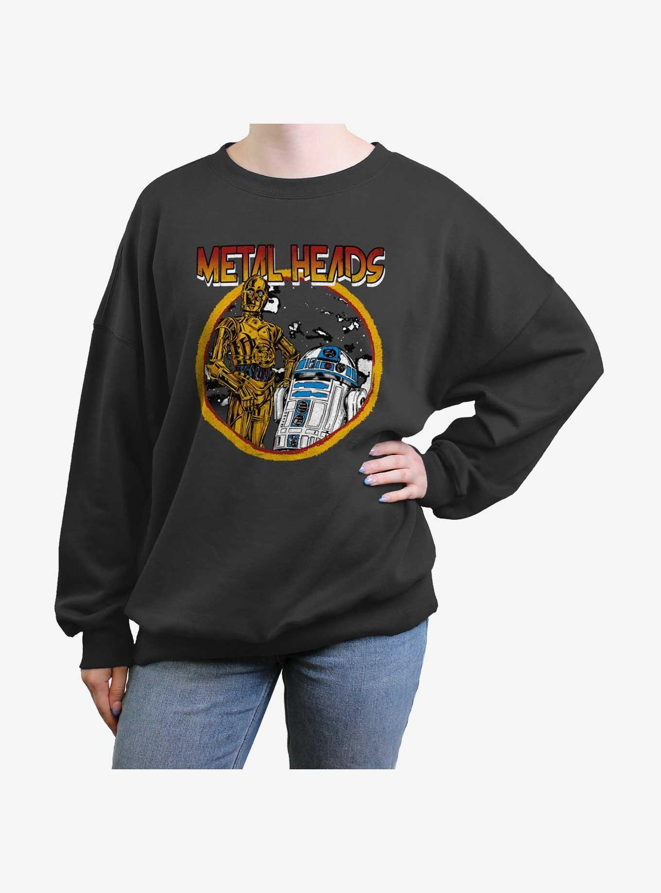 Star Wars Metal Droids Womens Oversized Sweatshirt, CHARCOAL, hi-res