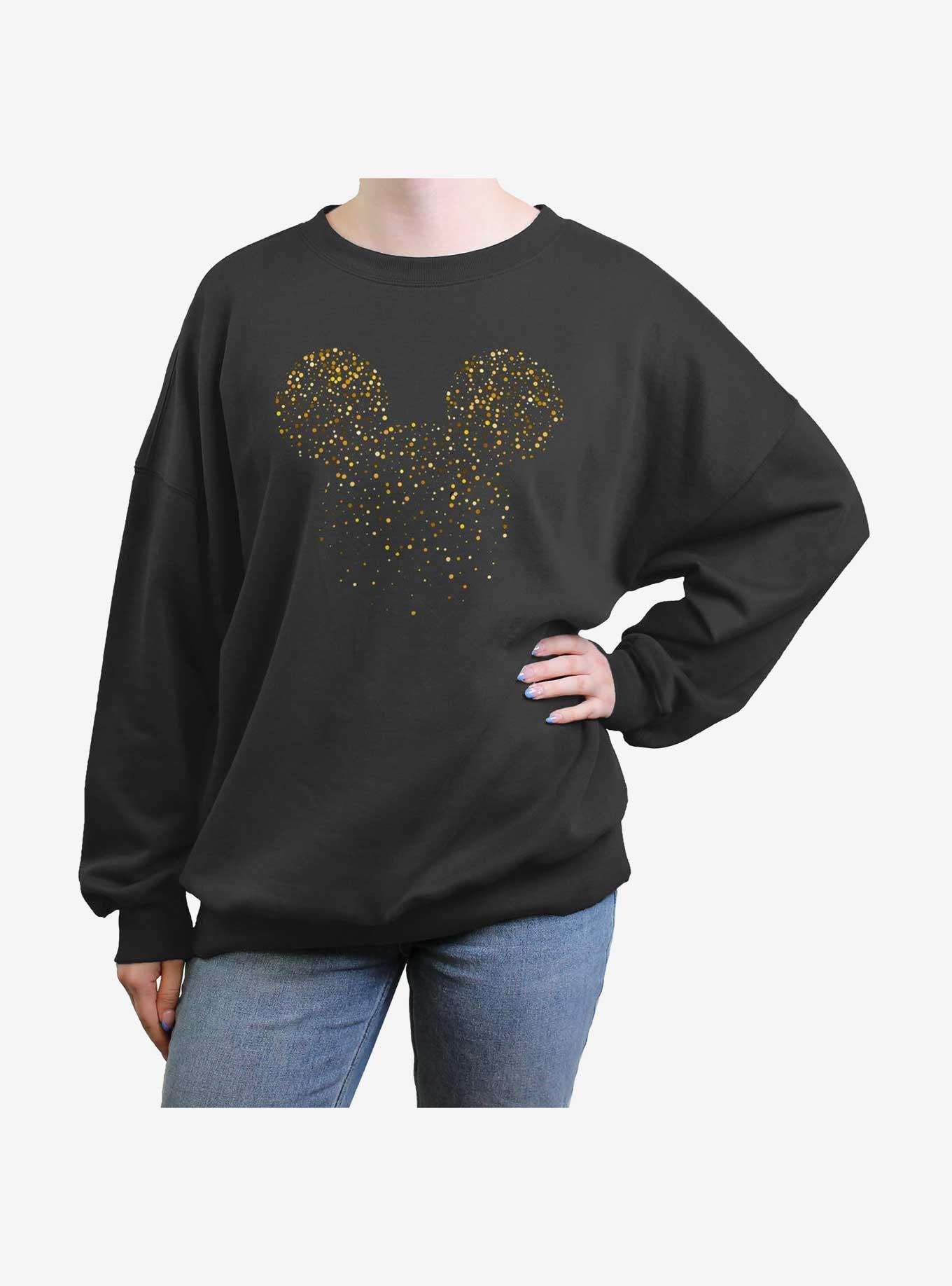 Disney Mickey Mouse Confetti Print Ears Womens Oversized Sweatshirt, CHARCOAL, hi-res