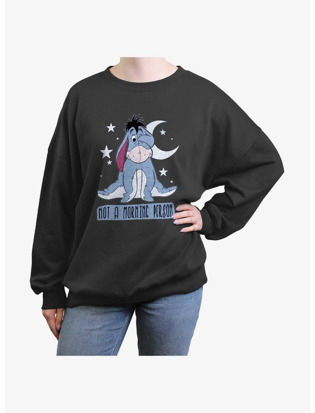 Disney Winnie The Pooh Eeyore Not A Morning Person Womens Oversized Sweatshirt, CHARCOAL, hi-res
