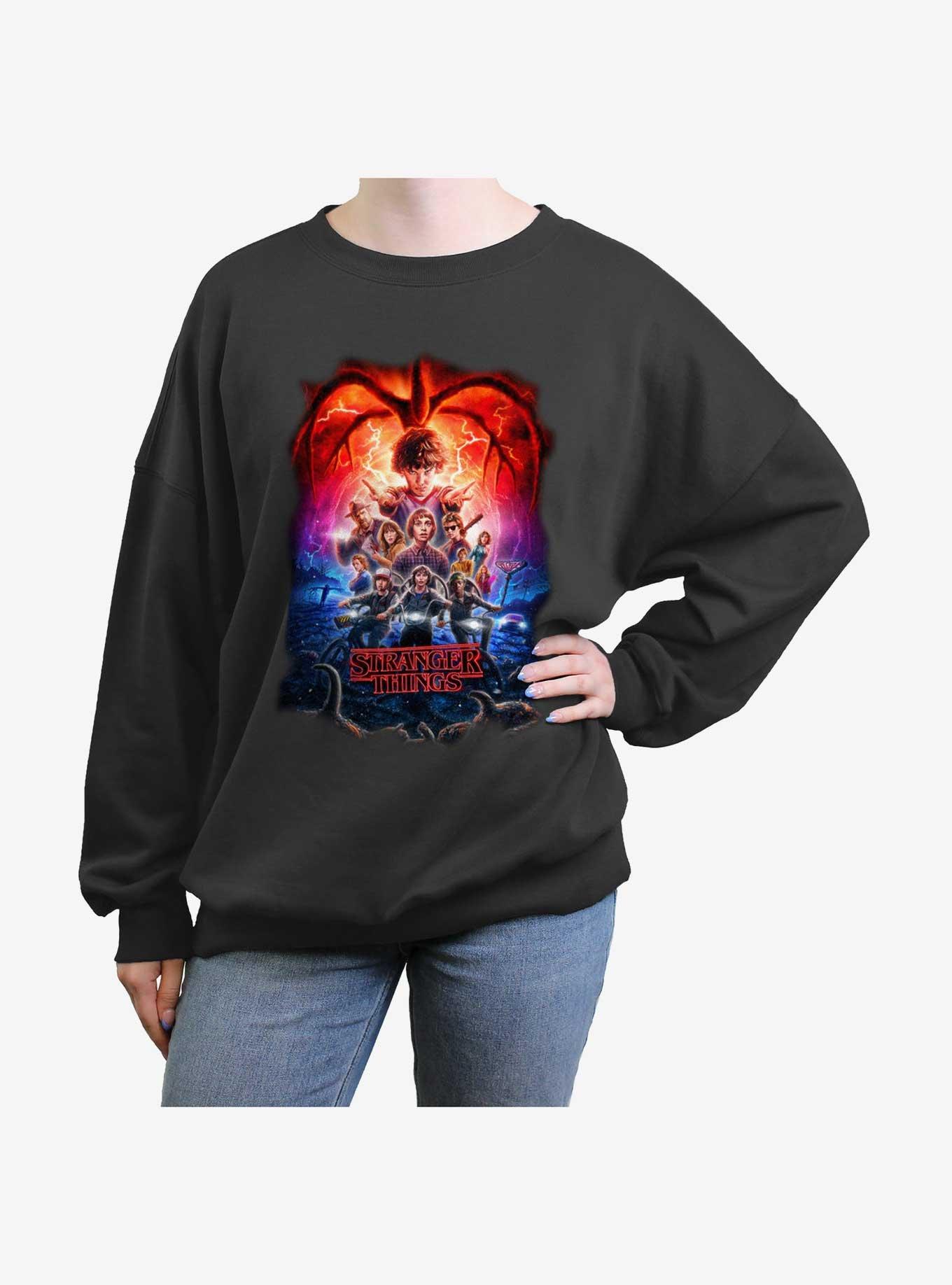 Stranger Things Group Pumpkins Poster Womens Oversized Sweatshirt, , hi-res