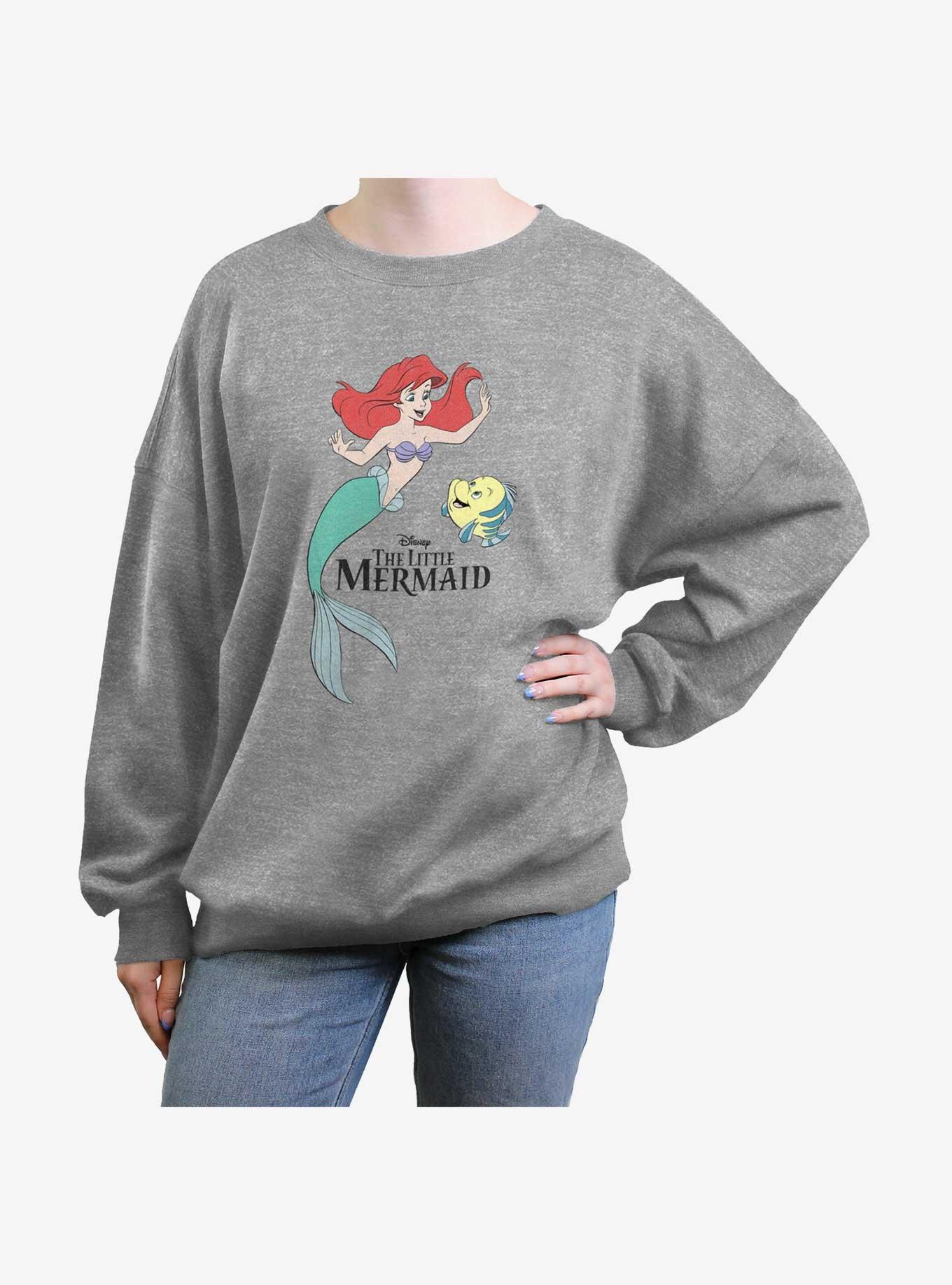 Disney The Little Mermaid Ariel and Flounder Womens Oversized Sweatshirt, , hi-res