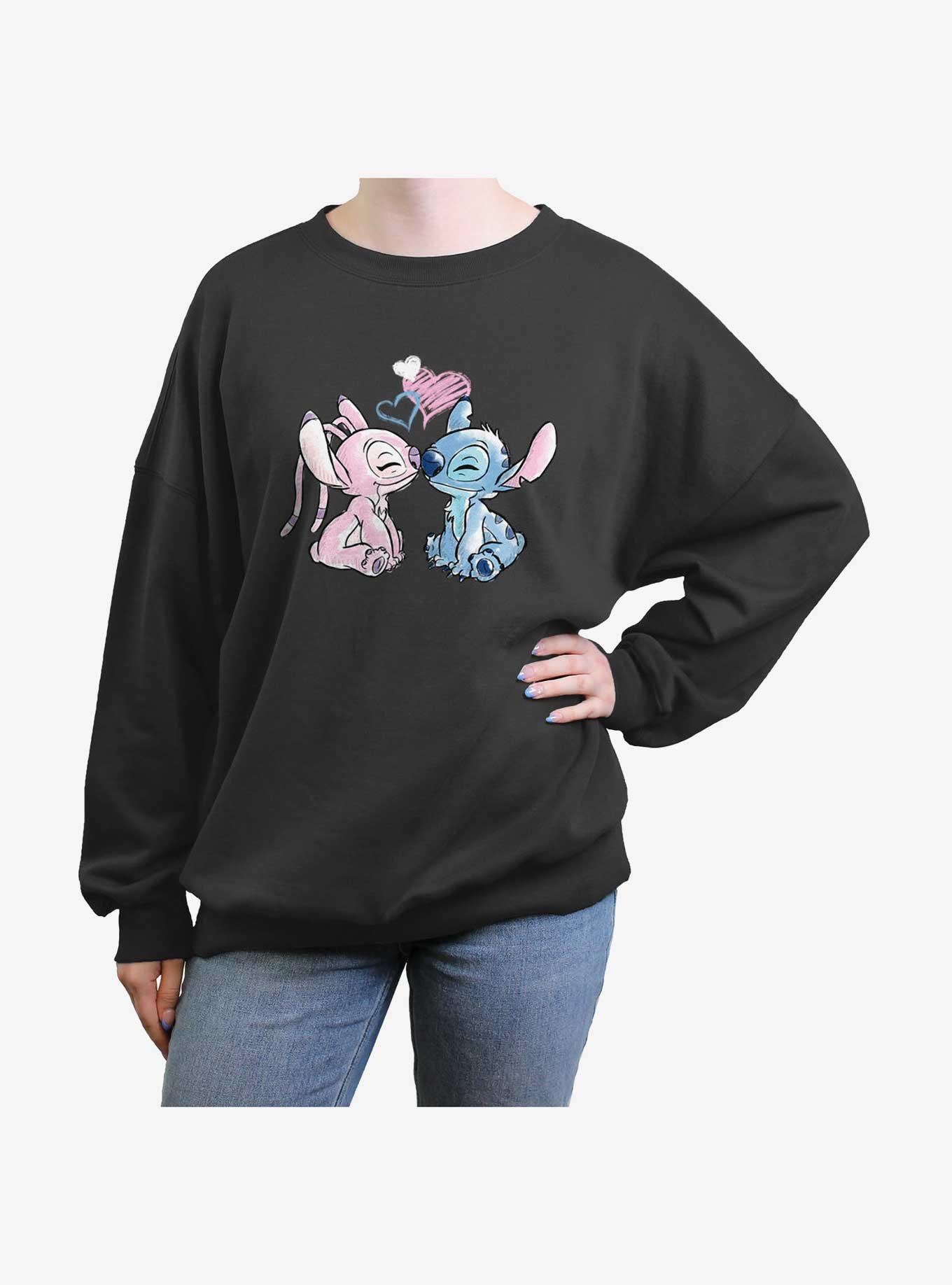 Disney Lilo & Stitch Angel and Stitch Love Womens Oversized Sweatshirt