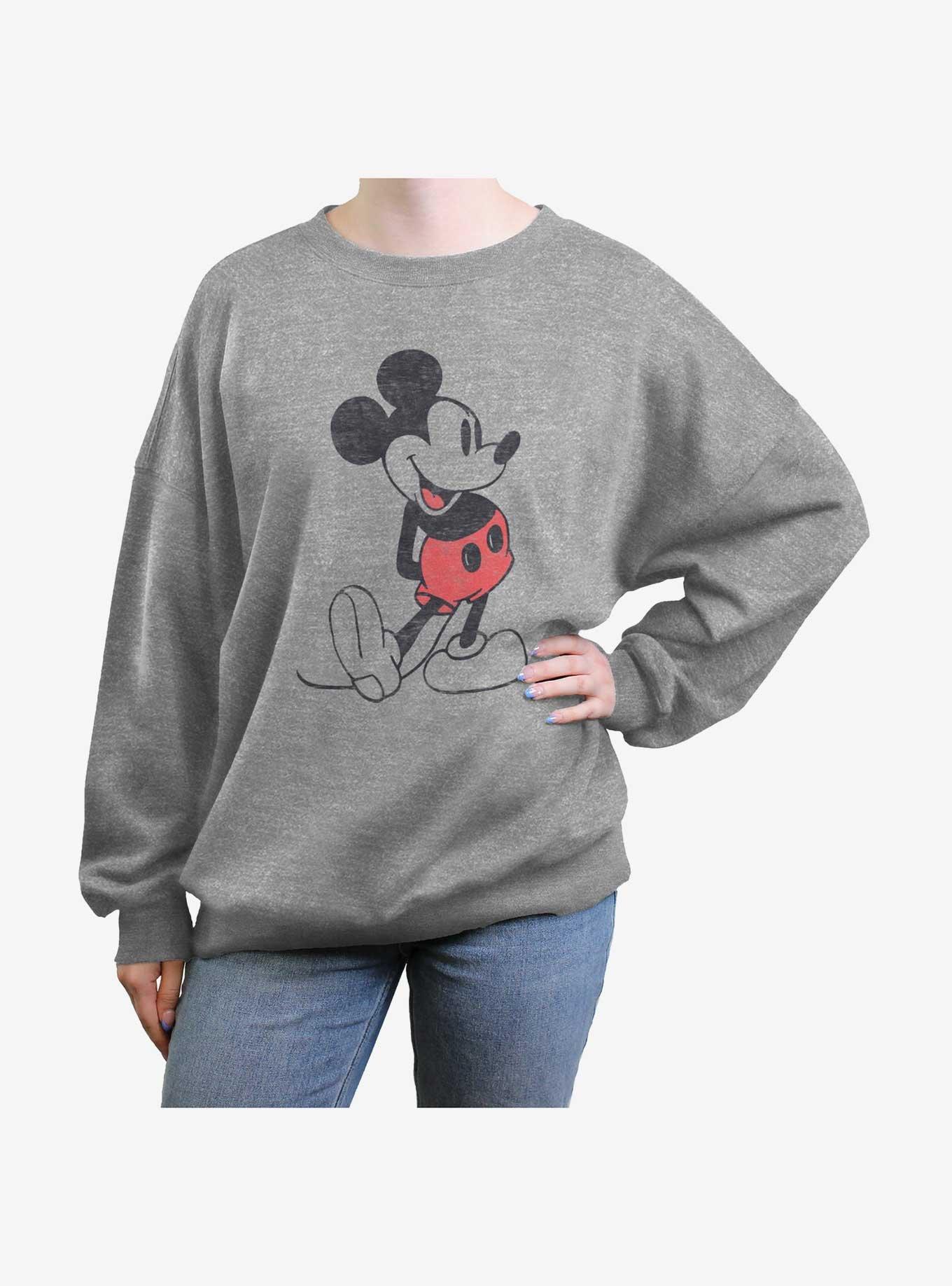 Disney Mickey Mouse Classic Mouse Womens Oversized Sweatshirt, HEATHER GR, hi-res
