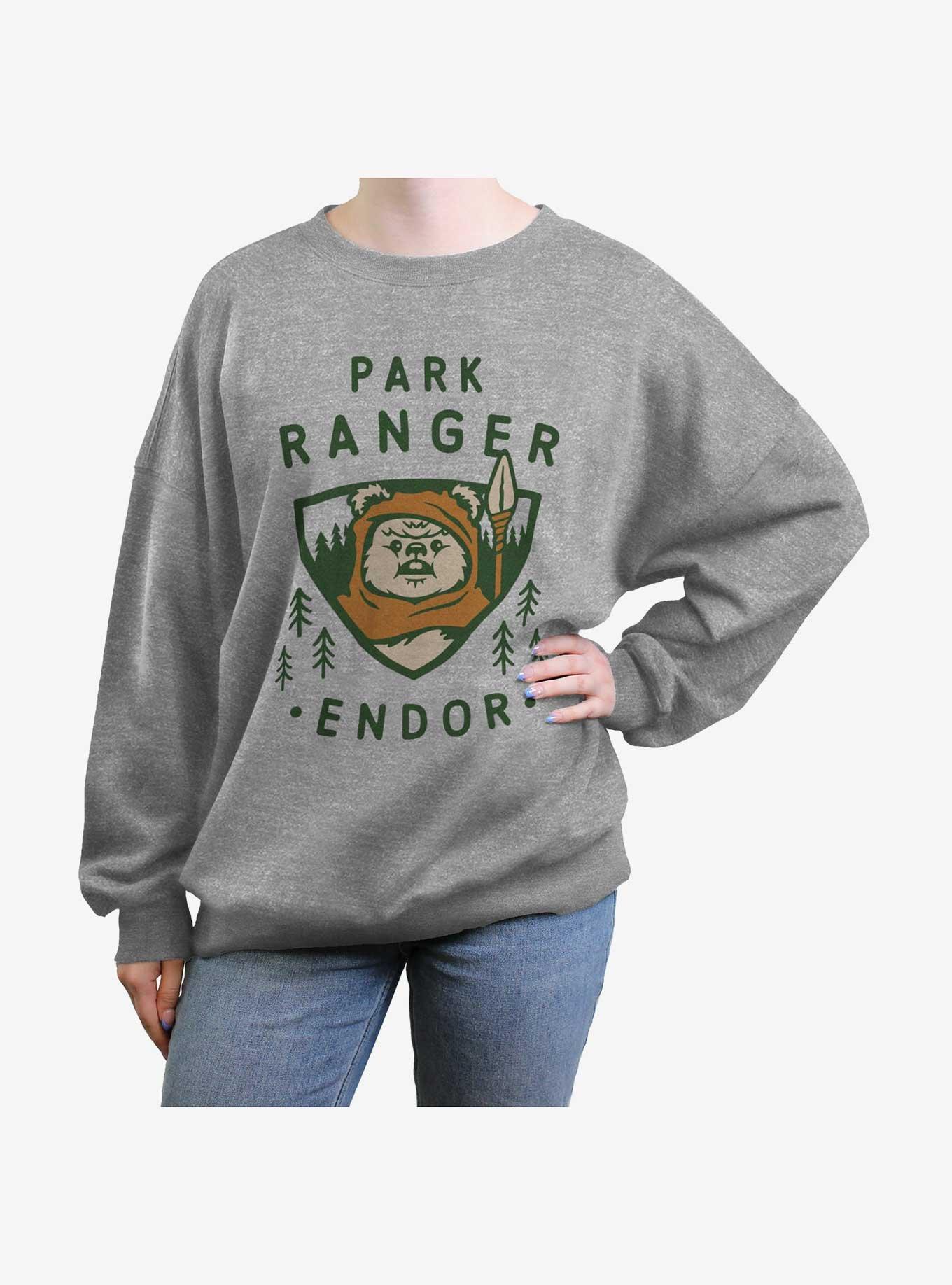 Star Wars Ewok Park Ranger Womens Oversized Sweatshirt, HEATHER GR, hi-res