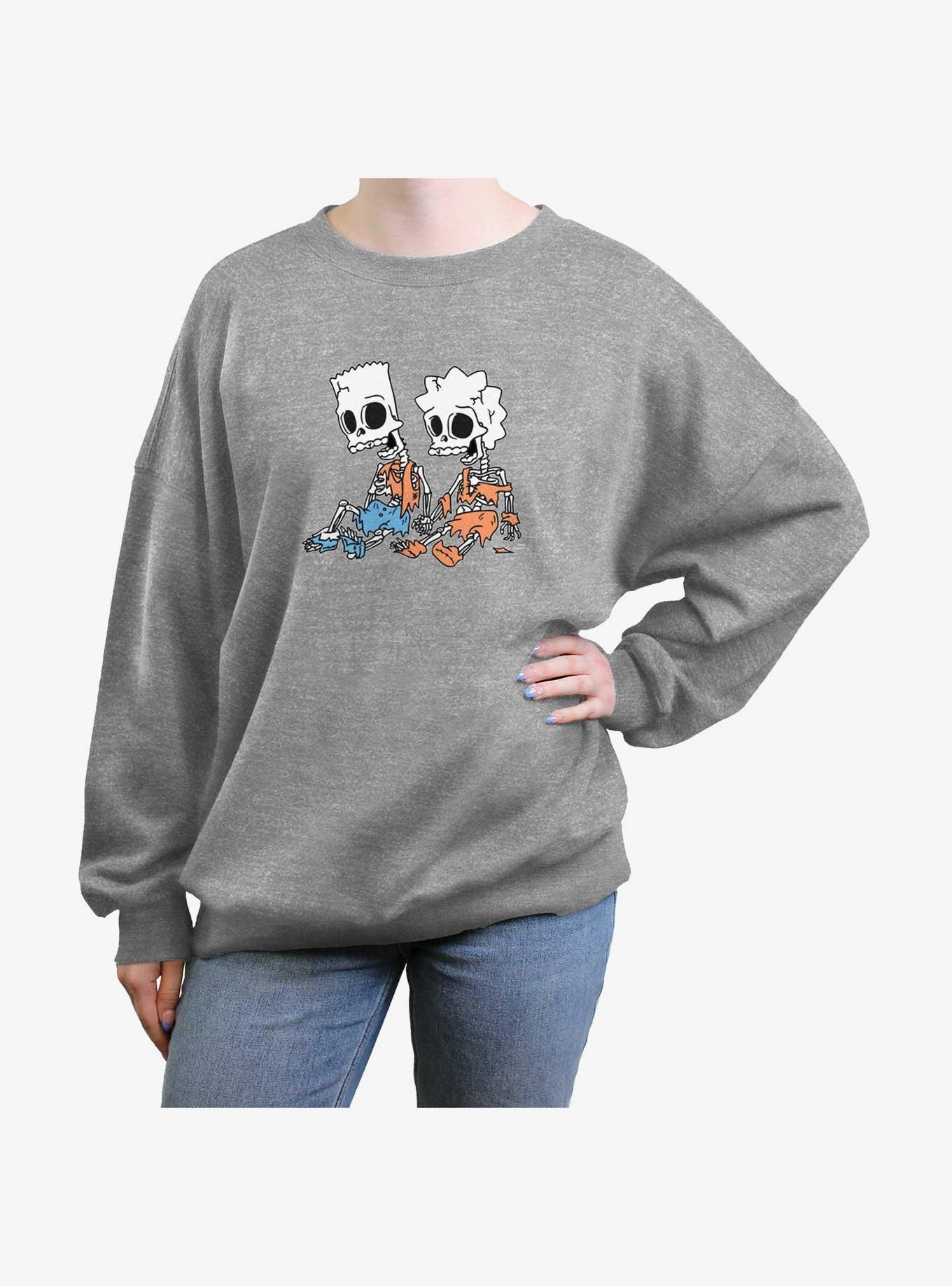The Simpsons Skeleton Bart And Lisa Womens Oversized Sweatshirt, , hi-res