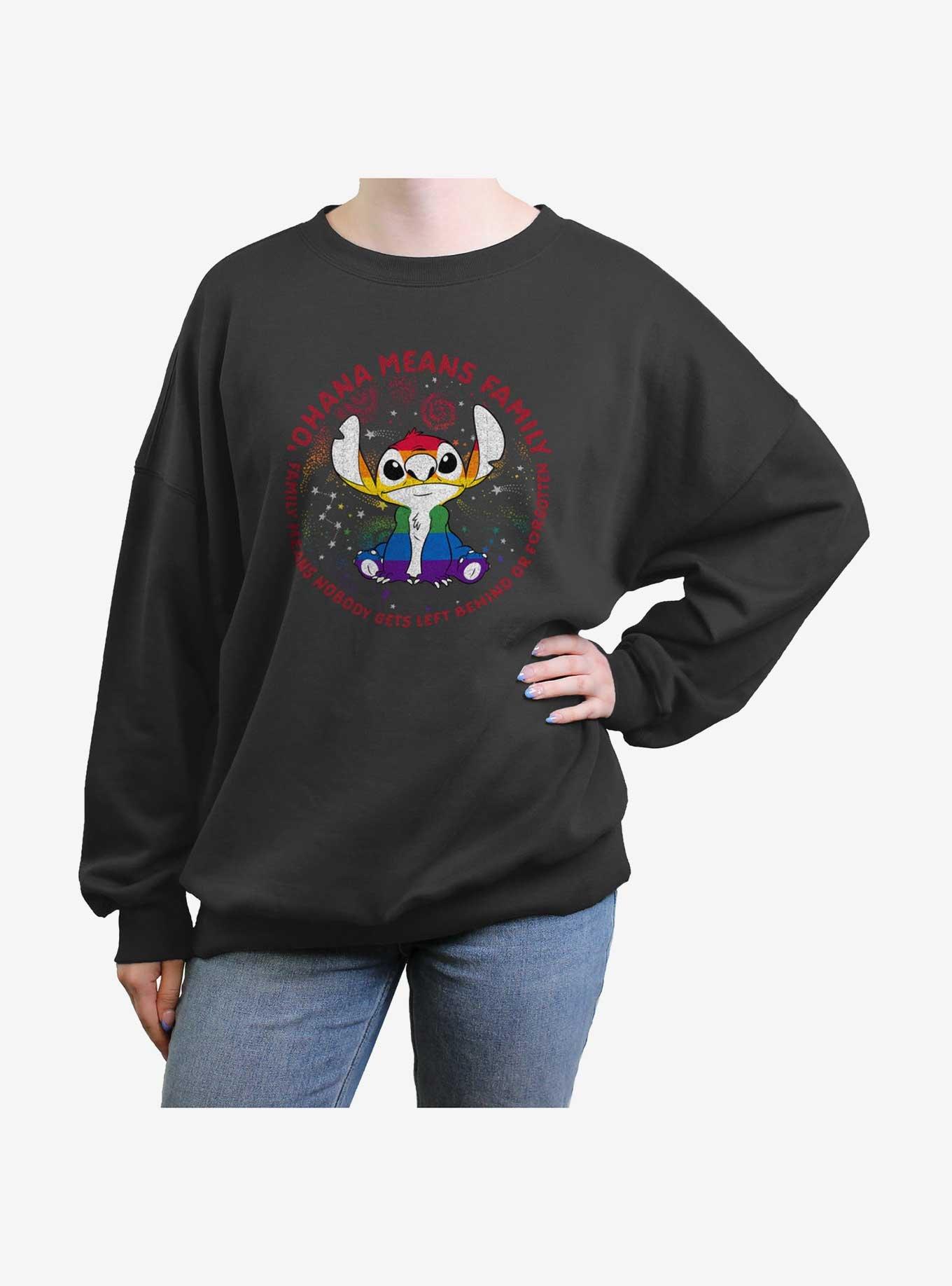 Disney Lilo & Stitch Ohana Pride Womens Oversized Sweatshirt, CHARCOAL, hi-res