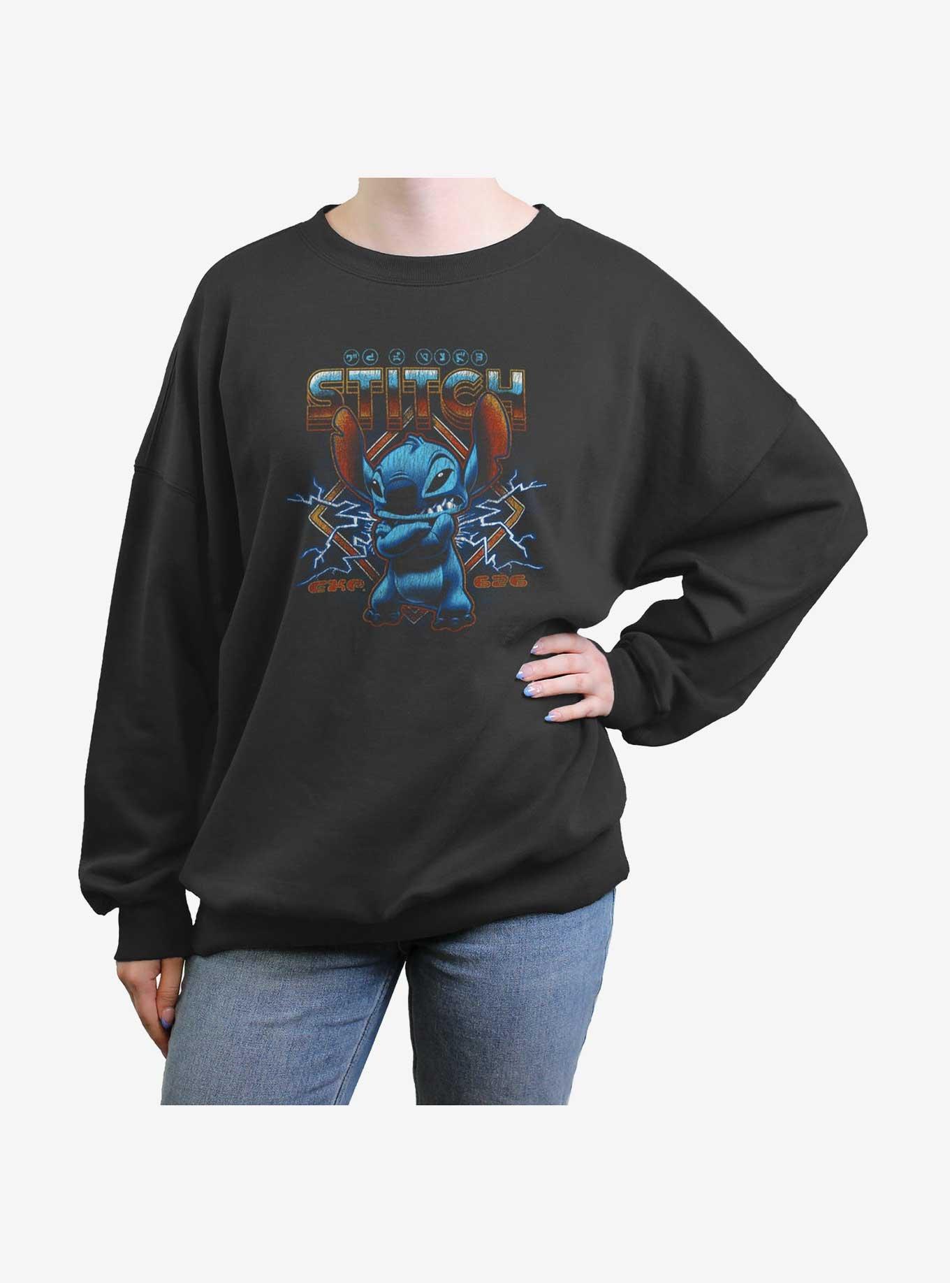 Disney Lilo & Stitch Stitch Rock Womens Oversized Sweatshirt, CHARCOAL, hi-res