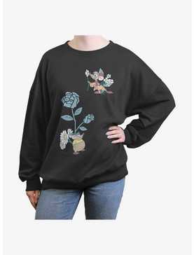 Disney Cinderella Jaq and Gus Mice Flowers Womens Oversized Sweatshirt, , hi-res