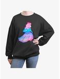Nintendo Watercolor Ombre Peach Womens Oversized Sweatshirt, CHARCOAL, hi-res