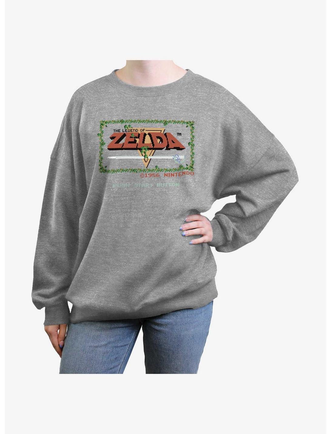 The Legend of Zelda Pixelated Logo Womens Oversized Sweatshirt, HEATHER GR, hi-res