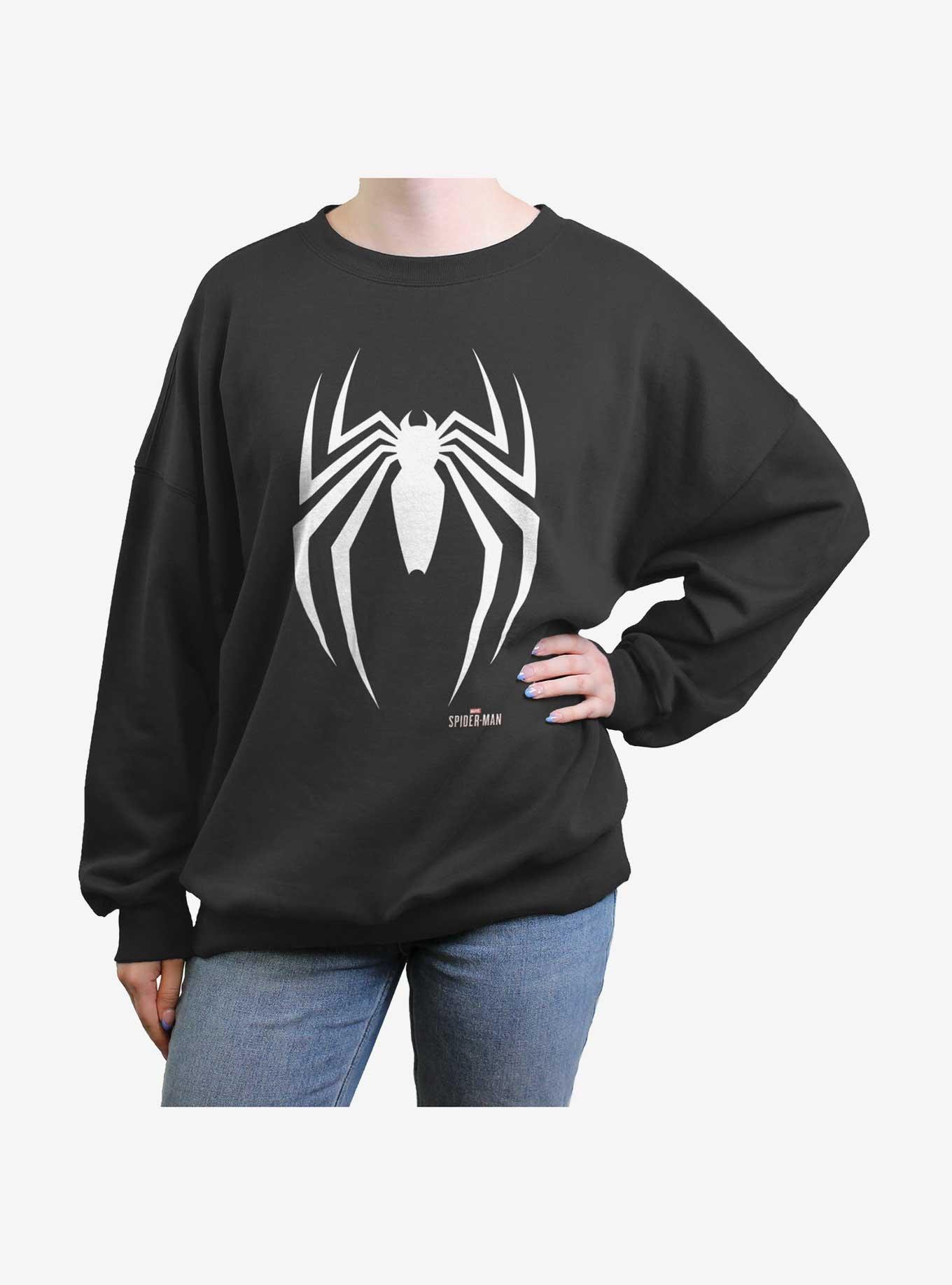 Marvel Spider-Man: Across The Spider-Verse Spider Icon Womens Oversized Sweatshirt, CHARCOAL, hi-res