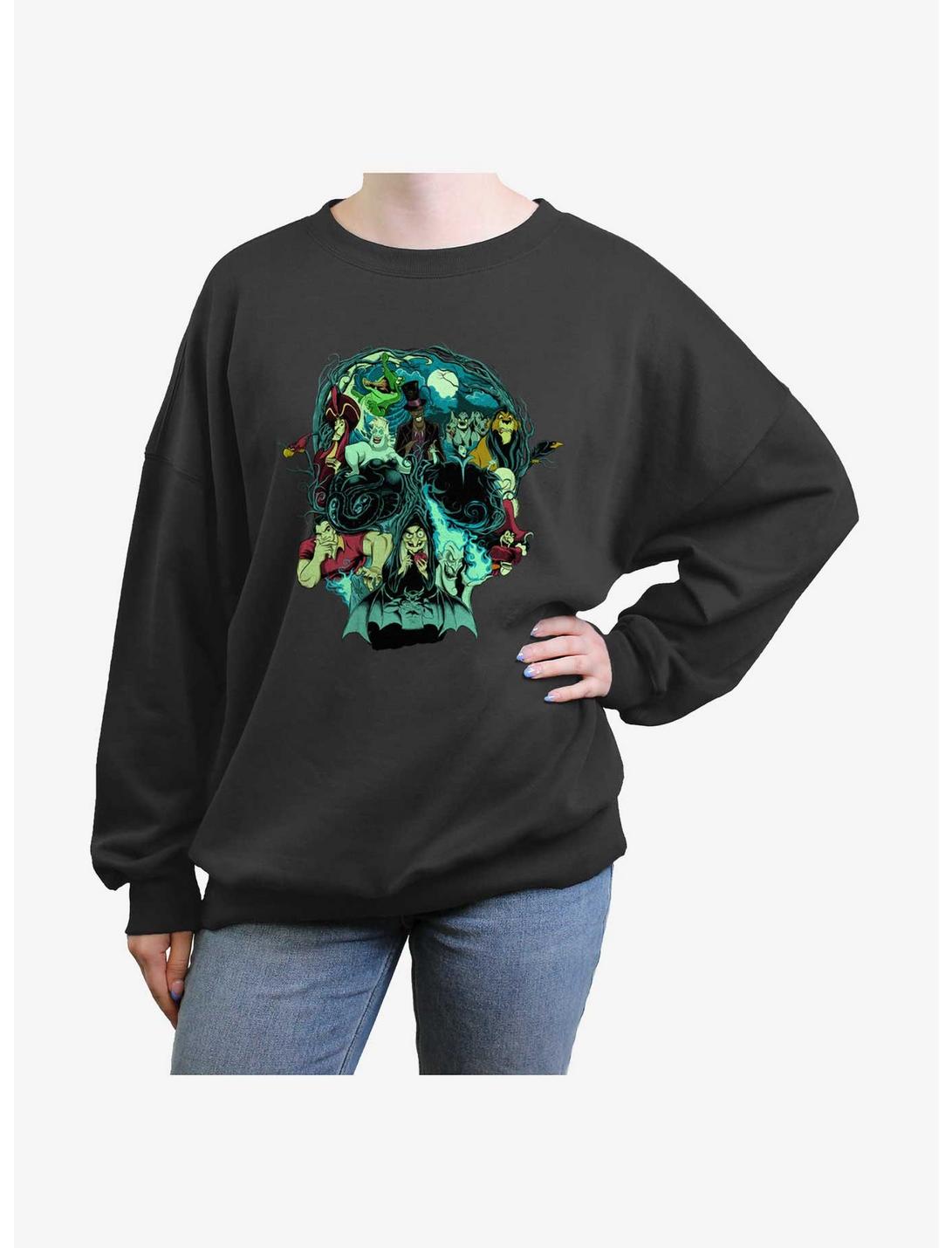 Disney Villains Wicked Things Womens Oversized Sweatshirt, CHARCOAL, hi-res