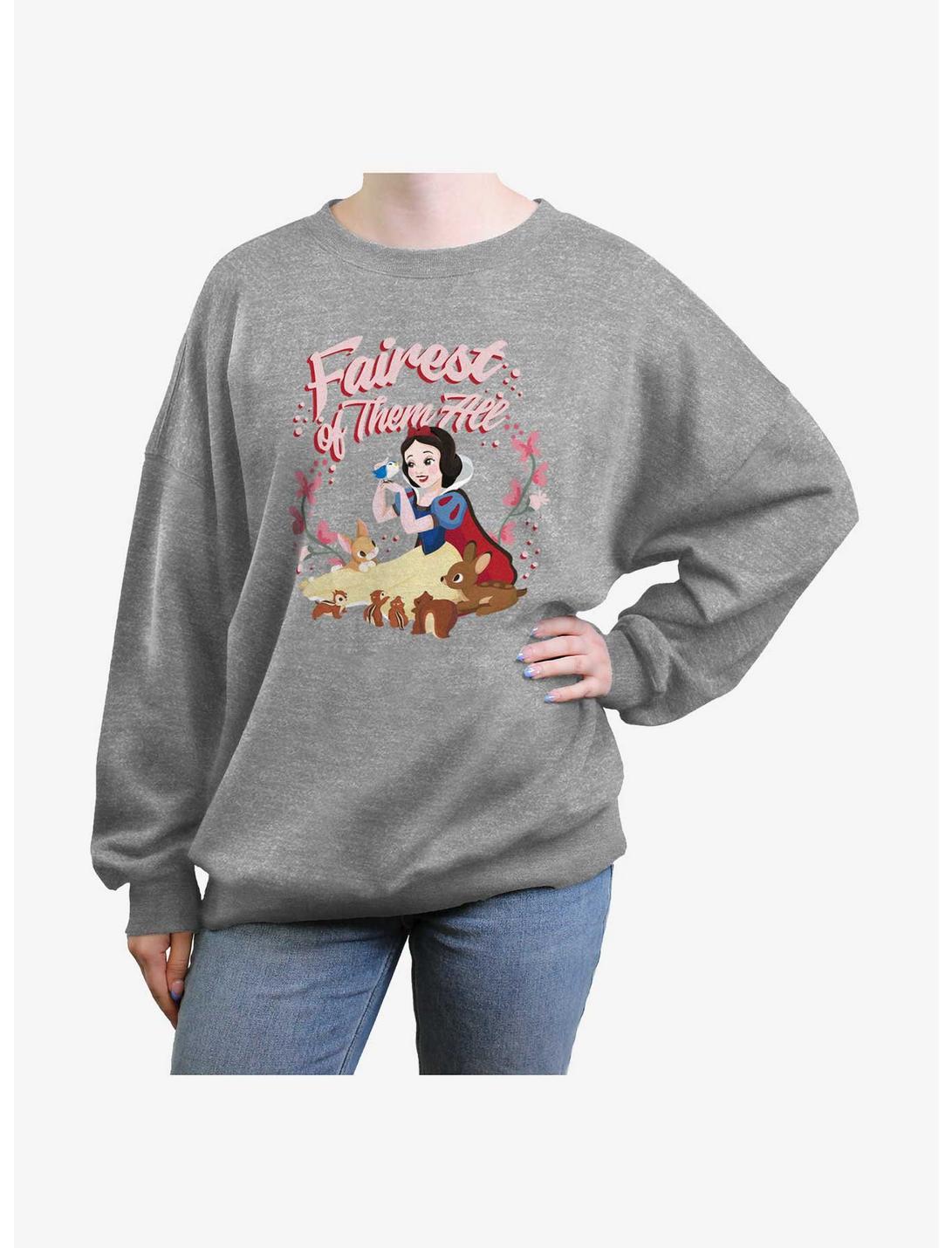 Disney Snow White and the Seven Dwarfs Fairest Of Them All Womens Oversized Sweatshirt, HEATHER GR, hi-res