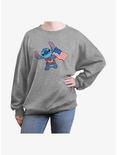 Disney Lilo & Stitch Tropic Stitch Flag Womens Oversized Sweatshirt, HEATHER GR, hi-res