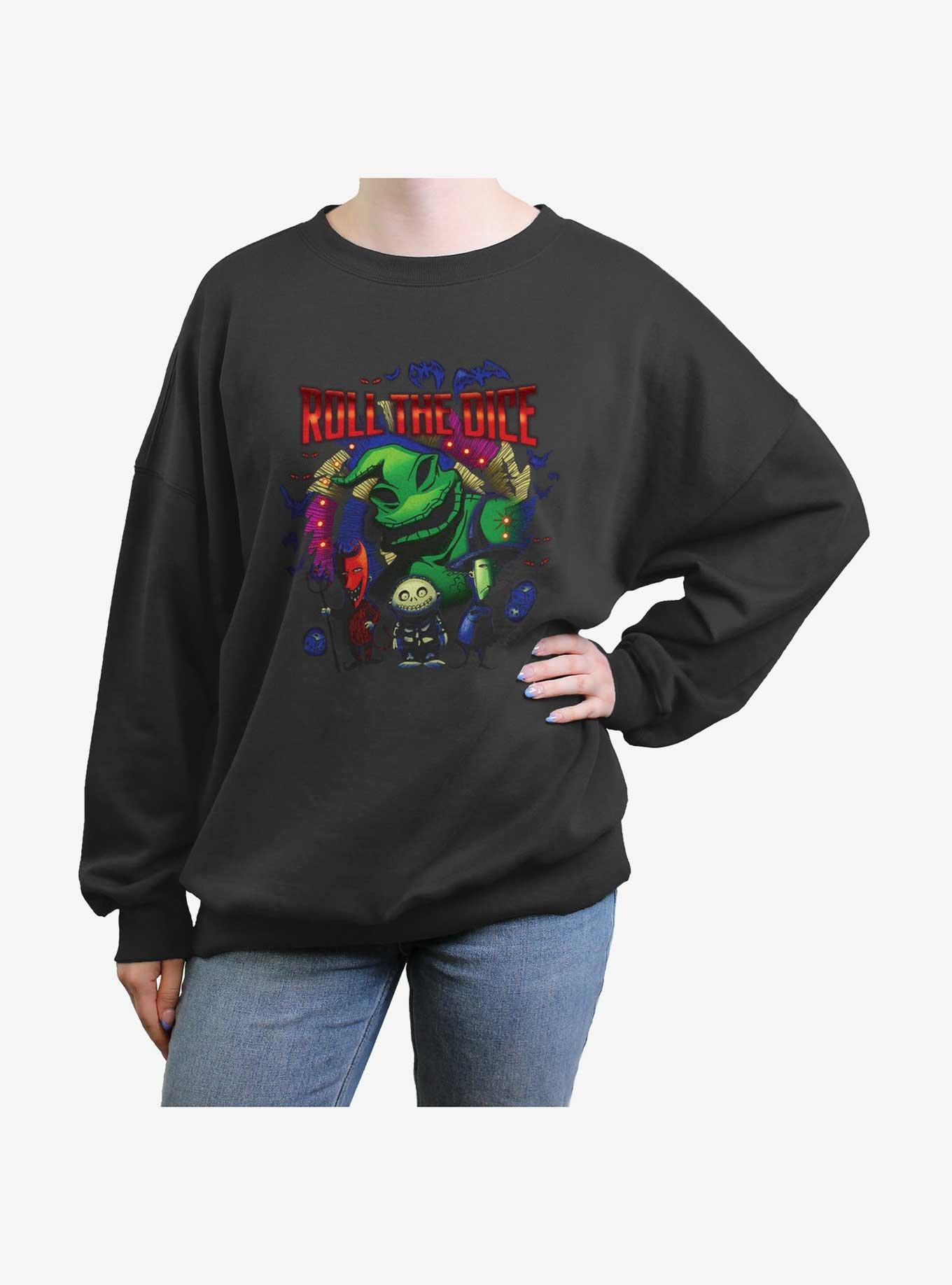 Disney The Nightmare Before Christmas Oogie Dice Womens Oversized Sweatshirt, CHARCOAL, hi-res