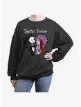 Disney The Nightmare Before Christmas Jack and Sally Together Forever Womens Oversized Sweatshirt, CHARCOAL, hi-res
